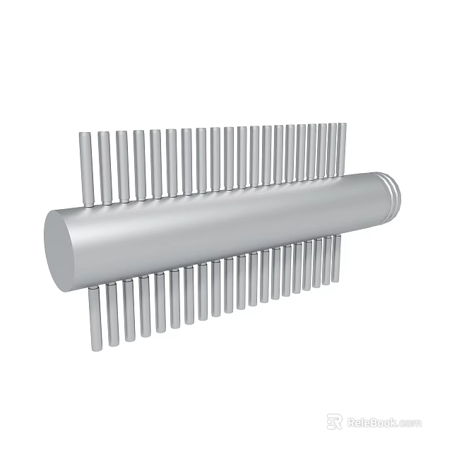 Metal Cylindrical Mechanical Part With Multiple Vertical Rods And Smooth Cylindrical Body 3d model 