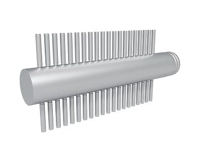 Metal Cylindrical Mechanical Part With Multiple Vertical Rods And Smooth Cylindrical Body 3d model