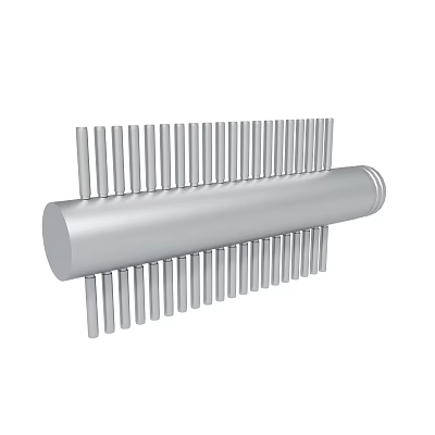 Metal Cylindrical Mechanical Part With Multiple Vertical Rods And Smooth Cylindrical Body 3d model