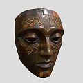 Traditional Handcrafted Wooden Mask With Intricate Geometric Patterns For Home Interior Decor