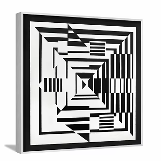 Modern abstract painting simple black and white bedroom abstract decorative painting 3d model