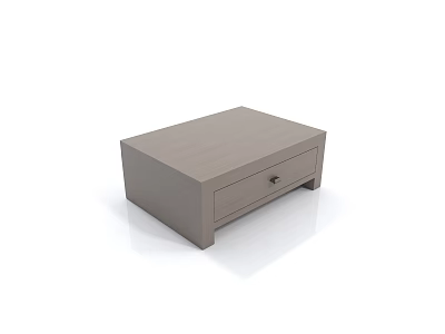 Modern Light Gray Bedside Table With Smooth Surface And Single Drawer 3d model