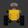 Yellow Robot Featuring Tracked Wheels Binocular Like Top Device And Striped Side Part