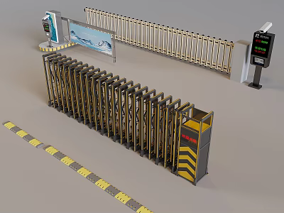 Electric telescopic folding gate machine gate machine parking induction lifting rod 3d model