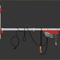 Modern Decorative Light With Red White Horizontal Bar And Black Hanging Cables