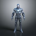 High Tech Iron Man Armor 3D Render With Blue Glowing Details And Metallic Design