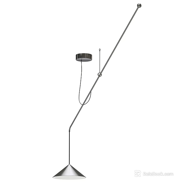 Modern Pendant Light with Black Round Canopy and Hanging Cable Design 3d model 