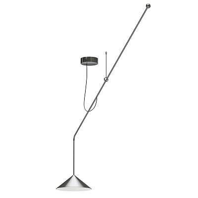 Modern Pendant Light with Black Round Canopy and Hanging Cable Design 3d model
