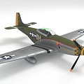 Green Silver Fighter Jet with UH Marking Star Emblem and Propeller Design 3d model