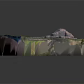 Detailed Ancient Scene Model Featuring Traditional Architecture Green Vegetation and Terrain Details