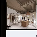 Stylish Modern Clothing Store Interior With Mannequins Clothing Racks Hanging Lights And Wooden Display Counter