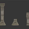Three Decorative Stone Pillars With Unique Designs And Architectural Details 3d model