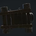 Antique Cannon With Wooden Carriage Metal Barrel And Iron Wheels