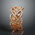 Elegant Gold Ring With Intricate Braided Design And Sparkling Diamonds 3d model