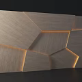Modern Abstract Geometric Wooden Panel Background Wall With LED Lighting 3d model