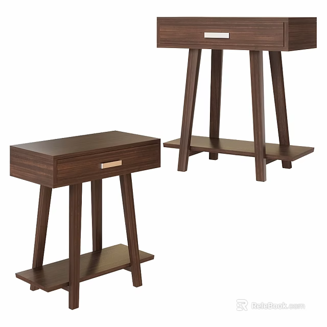 Dark Wood Side Tables With Modern Design And Drawer Storage Features 3d model