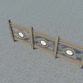 Ornamental Wooden Railings With Three Connected Sections And Circular Decorative Panels