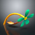Colorful Flower Shaped Commercial Equipment Swing With Yellow Stem Green Petals And Orange Seat