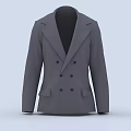 Gray Double Breasted Suit Jacket With Classic Lapel And Front Pockets Design 3d model