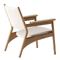 Modern Minimalist Oak Accent Chair With Light Beige Padded Seat Backrest And Armrests
