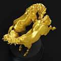 Golden Horse Sculpture With Interactive Pose On Black Base Artistic Design