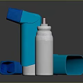 Portable Medical Electronic Inhaler Device with Blue Casing and Silver Canister