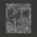 Gray Weathered Concrete Cube Structure With Metal Roller Shutter Door And Textured Surface