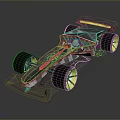 Modern Blue Black Racing Car With Aerodynamic Design Large Wheels And Rear Spoiler