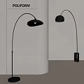 Modern Arched Floor Lamp With Black Metal Frame And Marble Base For Interior Decor