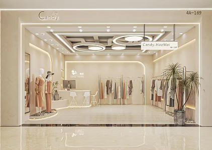 Modern Clothing Store Women's Clothing Store Clothing Shelf Booth Cashier Shaped Showcase Fitting Mirror Nakajima Booth 3d model
