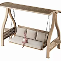 Outdoor Light Wooden Swing Chair With Canopy And Soft Seat Cushions