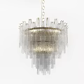 Modern Elegant Chandelier With Transparent Glass Pieces And Gold Metal Frame For Interior Decoration