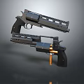 Tactical Black Pistols With Ammunition And Detailed Metal Design Structure