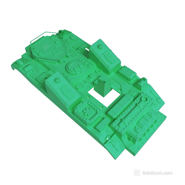 Detailed Green 3D Printed Mechanical Part With Complex Structures And Holes 3d model 