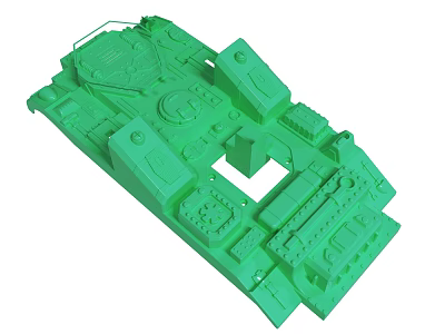 Detailed Green 3D Printed Mechanical Part With Complex Structures And Holes 3d model