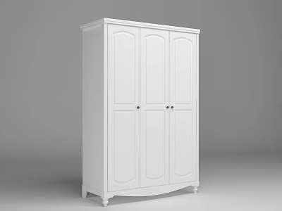 White Modern Wardrobe With Three Door Design And Elegant Cabinet Legs 3d model