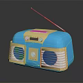 Vintage Blue Yellow Retro Radio Speaker With Antenna Speakers Knobs And