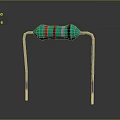 Green And Red Striped Resistor With Silver Metal Supports And Purple Ends On Black Background