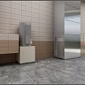 Elevator Corridor Featuring Roof Structure Ceiling Lights And Tile Floor Design