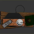Vintage TV With Antenna On Wooden Table Remote Control Potted Plant And Books