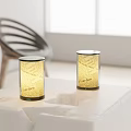 Modern Cylindrical Table Lamps Featuring Garden Text Design On White Table