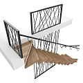 Modern Spiral Staircase Design With Wooden Steps And Black Metal Railings