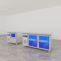 Two Commercial Stainless Steel Refrigeration Units With Blue Display Doors And Freezer Functionality 3d model