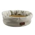 Comfortable Pet Bed With Light Gray Woven Exterior And Brown Cushion 3d model