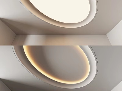 Modern Ceiling Design With Circular Recessed Panels And Soft Ambient Lighting For Contemporary Spaces 3d model