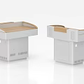 Two Modern Functional Desks With Wooden Top And Ventilated White Base Design 3d model