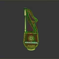 Elegant Classical Harp Decorative Household Item With Golden Accents And Carved Design