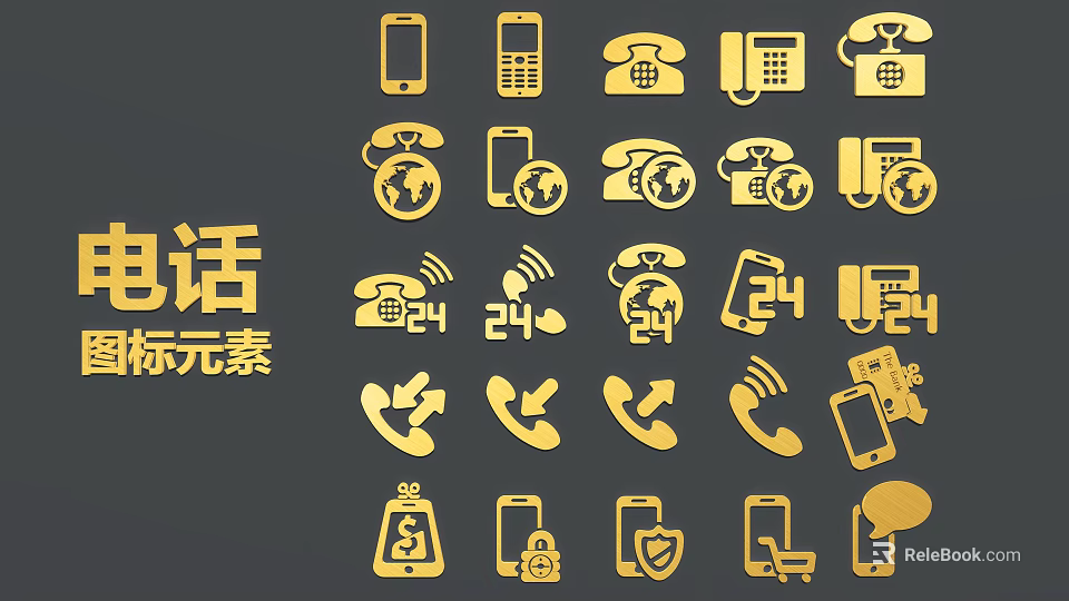 Phone Icon Elements With Various Communication Symbols And Digital Design Features 3d model