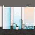 Glass Room Dividers With Gradient Colors Vertical Stripes And Interior Decor