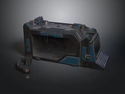 Sci Fi Mechanical Structure With Black Blue Metallic Control Panel And Hatch Door 3d model